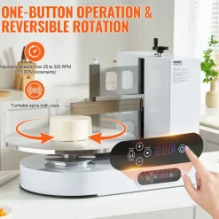 VEVOR Cake Decorating Machine, Cake Cream Spreading Coating Smearing Machine, Low Noise Cake Frosting Machine, Turntable with Adjustable Scraper, for 4