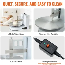 VEVOR Cake Decorating Machine, Cake Cream Spreading Coating Smearing Machine, Low Noise Cake Frosting Machine, Turntable with Adjustable Scraper, for 4