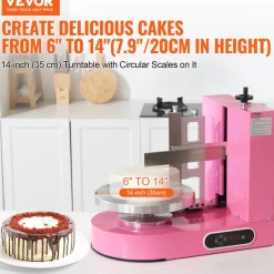 VEVOR Cake Decorating Machine, Cake Cream Spreading Coating Smearing Machine, Low Noise Cake Frosting Machine, Turntable with Adjustable Scraper, for 6