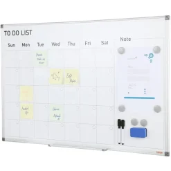 VEVOR Calendar Whiteboard, 36 x 24 Inches Magnetic Dry Erase Calendar Board, Monthly Planner Whiteboard for Wall, 1 Magnetic Erase & 2 Dry Erase Marker & Movable Tray for Restaurant Office Home School