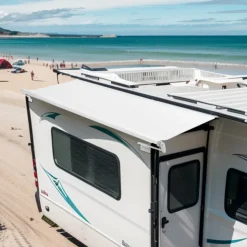 VEVOR Camper Awning Fabric Replacement, 1" to 13', Weatherproof Durable Slide Topper Awning with Bracket, Heavy Duty Slide Topper Awning with Stainless Steel Material, Fit for RV & Motorhome(White)