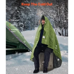 VEVOR Camping Blanket, Large Warm Stadium Blanket, Waterproof & Windproof, 330GSM Polyester Fleece, Flame Retardant, Great for Outdoors, Picnics, Hiking, Sports Events, Travel, 82