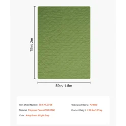 VEVOR Camping Blanket, Large Warm Stadium Blanket, Waterproof & Windproof, 330GSM Polyester Fleece, Flame Retardant, Great for Outdoors, Picnics, Hiking, Sports Events, Travel, 82