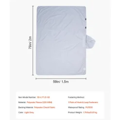 VEVOR Camping Blanket, Large Warm Wearable Stadium Blanket, Waterproof & Windproof, Polyester Fleece, Flame Retardant, Great for Outdoors, Picnics, Hiking, Sports Events, Travel, 79" x 59", Light Grey