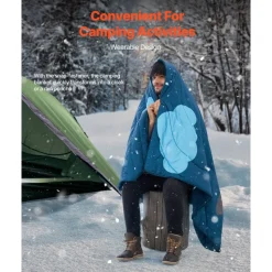VEVOR Camping Blanket, Large Warm Wearable Stadium Blanket, Waterproof & Windproof, Polyester Fiber, Flame Retardant, Great for Outdoors, Picnics, Hiking, Sports Events, Travel, 75" x 52", Printed
