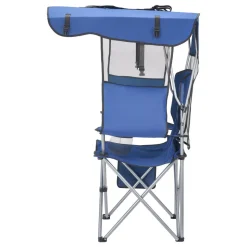 VEVOR Camping Chair with Canopy Shade, Folding Beach Chair with Canopy & Magazine Pocket, 2 Cup Holders, 330 lbs Heavy Duty Support, Carry Bags for Outdoor, Camp, Fishing, Tailgates, Deep Blue