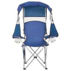 VEVOR Camping Chair with Canopy Shade, Folding Beach Chair with Canopy & Magazine Pocket, 2 Cup Holders, 330 lbs Heavy Duty Support, Carry Bags for Outdoor, Camp, Fishing, Tailgates, Deep Blue