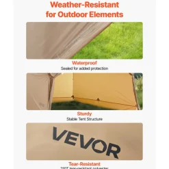 VEVOR Camping Hot Tent, 2 Persons Cabin Hot Tent with Stove Jack, Waterproof Winter Tents Shelters with Vents, Lightweight & Portable 4 Season Tents for Hiking Fishing Hunting Backpacking