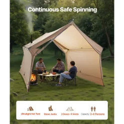 VEVOR Camping Hot Tent, 2 Persons Cabin Hot Tent with Stove Jack, Waterproof Winter Tents Shelters with Vents, Lightweight & Portable 4 Season Tents for Hiking Fishing Hunting Backpacking