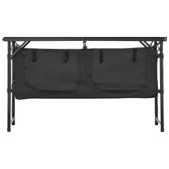 VEVOR Camping Kitchen Table, Folding Outdoor Cooking Table, 3 Adjustable Heights, Aluminum Lightweight Portable Cook Station with Storage Organizer, Carry Handle, for BBQ Party Picnic RV Travel, Black