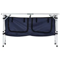 VEVOR Camping Kitchen Table, Folding Outdoor Cooking Table, 3 Adjustable Height, Aluminum Lightweight Portable Cook Station with Storage Organizer, Carry Handle, for BBQ Party Picnic RV Travel, Blue