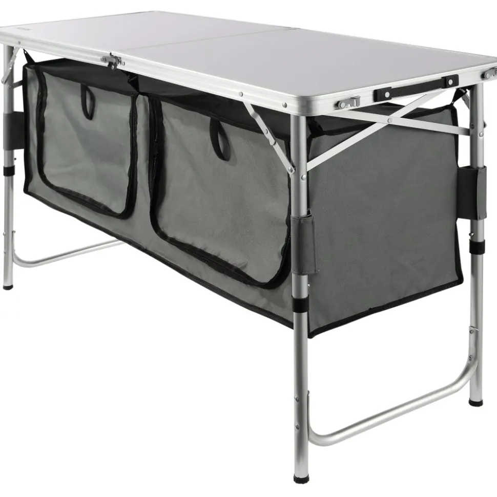 VEVOR Camping Kitchen Table, Quick set-up Folding Camping Table with A Carrying Bag, 3 Adjustable Heights, MDF Camping Table, Ideal for Outdoor Picnics, BBQs, Camping, RV Traveling