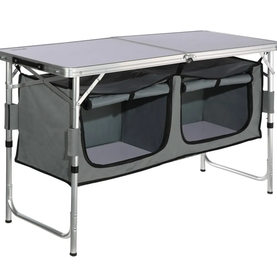 VEVOR Camping Kitchen Table, Quick set-up Folding Camping Table with A Carrying Bag, 3 Adjustable Heights, MDF Camping Table, Ideal for Outdoor Picnics, BBQs, Camping, RV Traveling