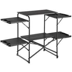 VEVOR Camping Kitchen Table, Slim-Fold Cook Station, Portable Folding Table, with 4 Side Tables, Heat Resistant Tabletop, and Carrying Bag, Ideal for Outdoor Picnics, BBQs, Camping, RV Traveling