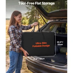 VEVOR Camping Kitchen Table, Slim-Fold Cook Station, Portable Folding Table, with Side Table, Heat Resistant Tabletop, and Carrying Bag, Ideal for Outdoor Picnics, BBQs, Camping, RV Traveling