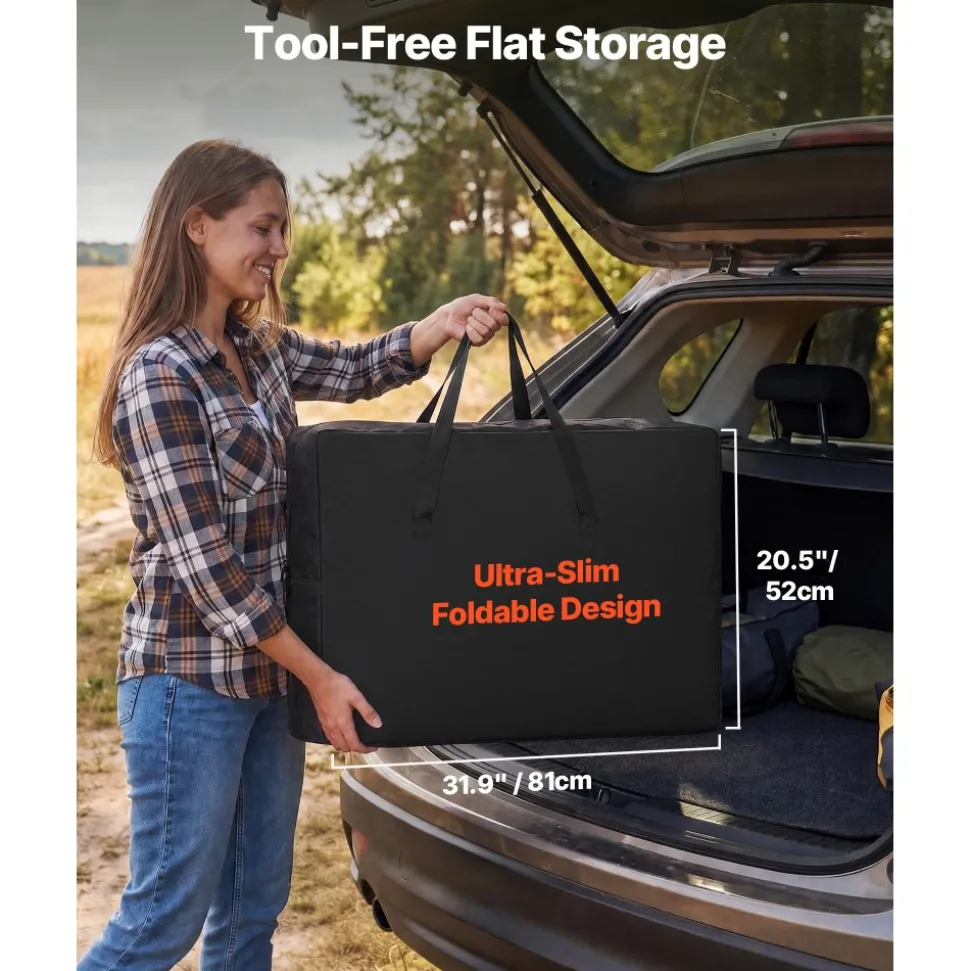 VEVOR Camping Kitchen Table, Slim-Fold Cook Station, Portable Folding Table, with Side Table, Heat Resistant Tabletop, and Carrying Bag, Ideal for Outdoor Picnics, BBQs, Camping, RV Traveling