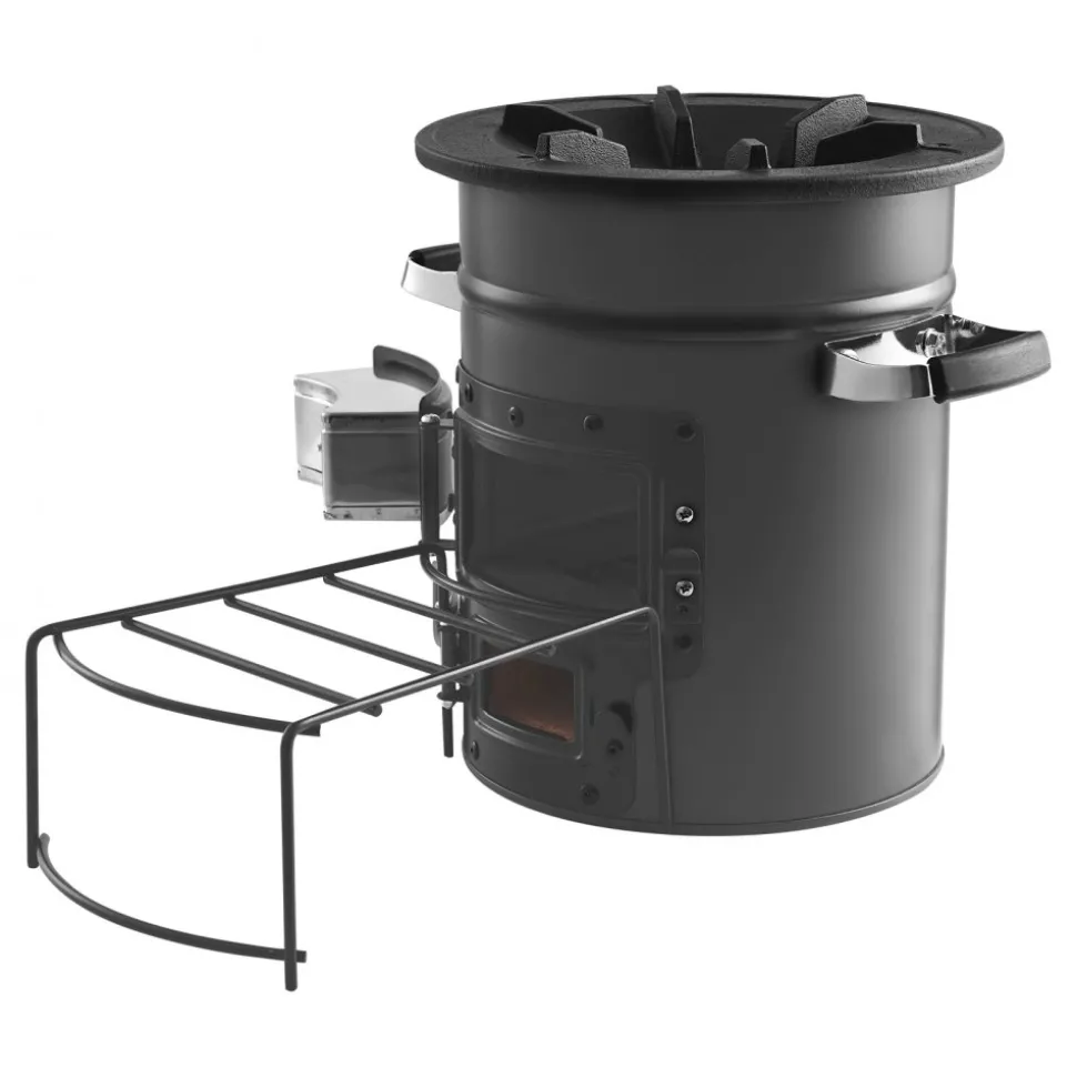 VEVOR Camping Rocket Stove, Wood Burning Portable Rocket Stove with Carrying Bag for Backpacking, SPCC Steel, Double Door, Burn Twigs, Sticks or Charcoals for Outdoor Cooking, Backyard, Camp Cooking