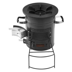 VEVOR Camping Rocket Stove, Wood Burning Portable Rocket Stove with Carrying Bag for Backpacking, SPCC Steel, Double Door, Burn Twigs, Sticks or Charcoals for Outdoor Cooking, Backyard, Camp Cooking