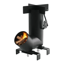 VEVOR Camping Rocket Stove, Wood Burning Portable Rocket Stove with Carrying Bag for Backpacking, Carbon Steel, Burn Wood, Twigs or Sticks for Outdoor Cooking, Backyard, Camp Cooking, Heating, Black