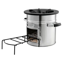 VEVOR Camping Rocket Stove, Wood Burning Portable Rocket Stove with Carrying Bag for Backpacking, Stainless Steel, Single Door, Burn Wood, Twigs or Sticks for Outdoor Cooking, Backyard, Camp Cooking