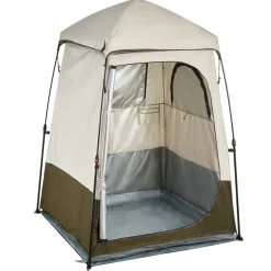 VEVOR Camping Shower Tent, 1 Room, Foldable Privacy Tent Changing Room with Ground Stakes, Ropes, Carry Bag, and Crossbar, 210D Oxford Fabric with Silver Coating, for Camping, Beach, and Fishing