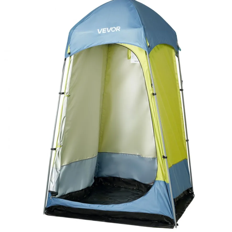 VEVOR Camping Shower Tent, 1 Room, Portable Privacy Tent Changing Room with Ground Stakes, Ropes, Carry Bag, and Steel Poles, 200D Oxford Fabric with Silver Coating, for Camping, Beach, Fishing
