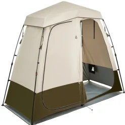 VEVOR Camping Shower Tent, 2-Room Foldable Privacy Tent Changing Room with Ground Stakes, Ropes, Carry Bag, and Crossbar, 150D Oxford Fabric with Silver Coating, for Camping, Beach, and Fishing