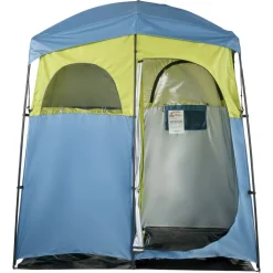 VEVOR Camping Shower Tent, 2-Room Portable Privacy Tent Changing Room with Shower Bag, Ground Stakes, Ropes, Carry Bag, and Support Poles, 150D Oxford Fabric with Silver Coating, for Camping, Fishing