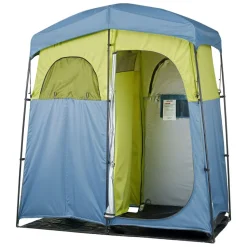 VEVOR Camping Shower Tent, 2-Room Portable Privacy Tent Changing Room with Shower Bag, Ground Stakes, Ropes, Carry Bag, and Support Poles, 150D Oxford Fabric with Silver Coating, for Camping, Fishing