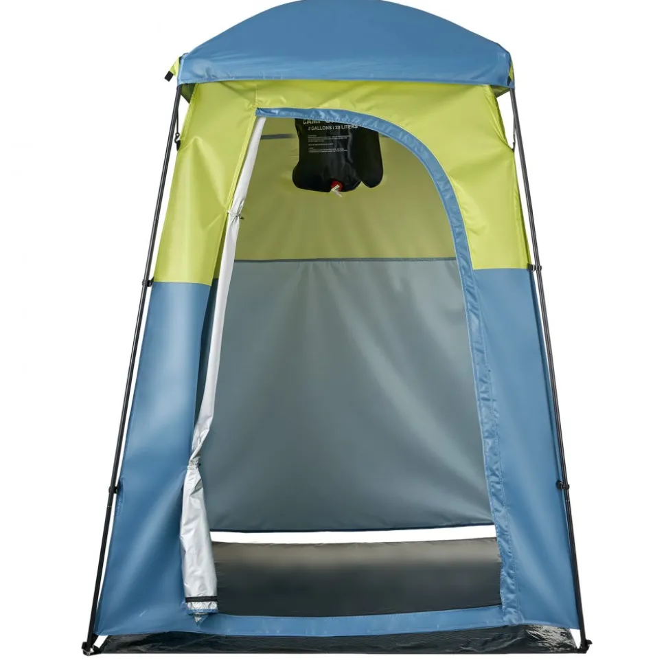 VEVOR Camping Shower Tent, 1 Room, Portable Privacy Tent Changing Room with Shower Bag, Ground Stakes, Ropes, Carry Bag, and Support Poles, 150D Oxford Fabric with Silver Coating, for Camping, Fishing