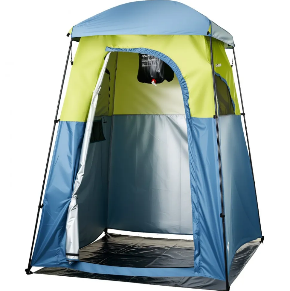 VEVOR Camping Shower Tent, 1 Room, Portable Privacy Tent Changing Room with Shower Bag, Ground Stakes, Ropes, Carry Bag, and Support Poles, 150D Oxford Fabric with Silver Coating, for Camping, Fishing