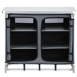 VEVOR Camping Storage Cabinet, Outdoor Portable Aluminum Lightweight Table, Quick Set-up Compact Kitchen Cook Station, with 6 Shelves and Carry Bag, for Picnic, BBQ, Party, Camping, RV Traveling