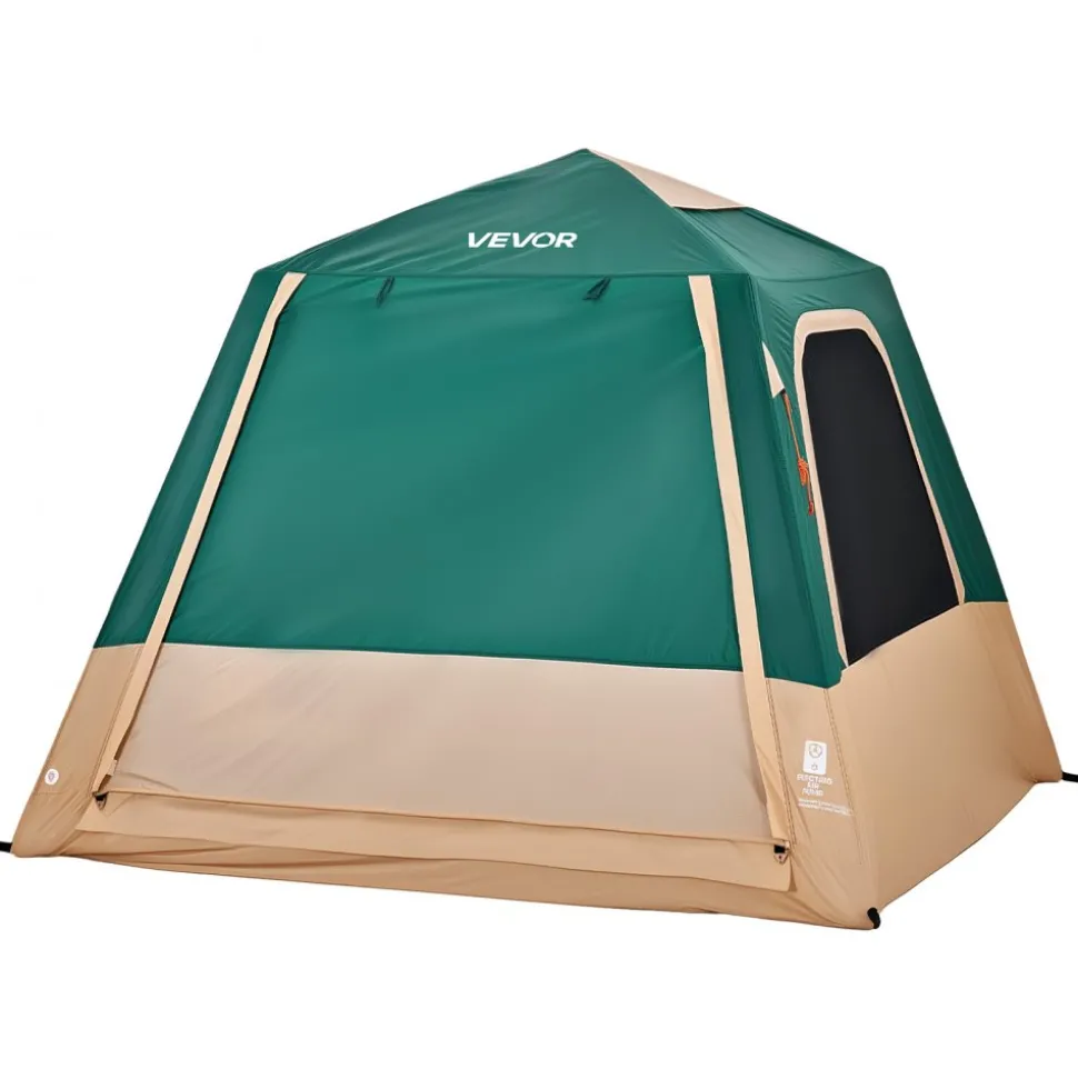 VEVOR Camping Tent, 4 Person Inflatable Cabin Tent with Rechargeable Pump, TPU Air Tube & 5 Large Mesh Windows, Portable Easy Setup Waterproof with Carry Bag for Family Outdoor Camping & Hiking, Green