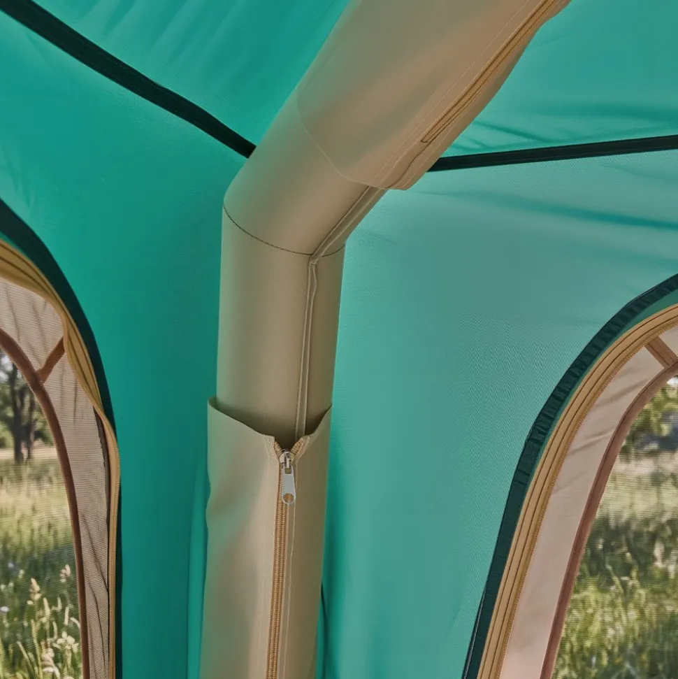 VEVOR Camping Tent, 4 Person Inflatable Cabin Tent with Rechargeable Pump, TPU Air Tube & 5 Large Mesh Windows, Portable Easy Setup Waterproof with Carry Bag for Family Outdoor Camping & Hiking, Green