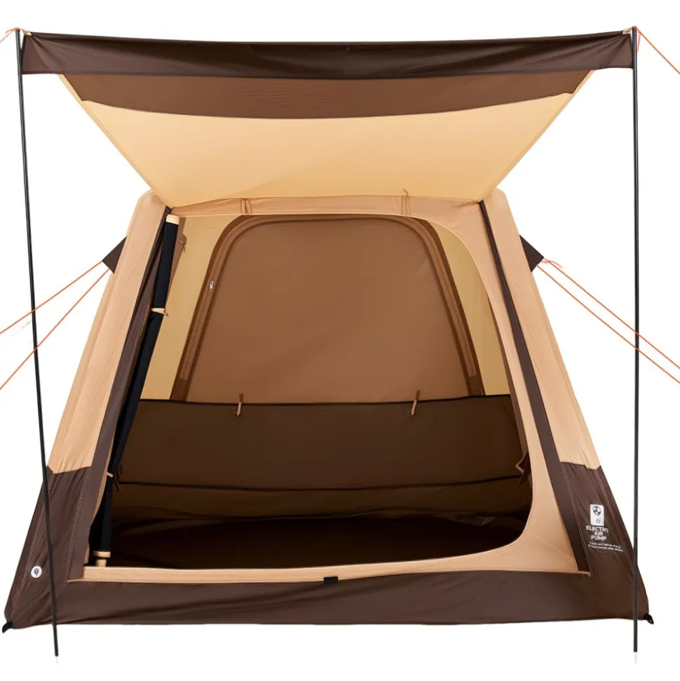 VEVOR Camping Tent, 4 Person Inflatable Cabin Tent with Rechargeable Pump, TPU Air Tube & 5 Large Mesh Windows, Portable Easy Setup Waterproof with Carry Bag for Family Outdoor Camping & Hiking, Beige