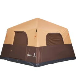 VEVOR Camping Tent, 8 Person Inflatable Cabin Tent with Rechargeable Pump, TPU Air Tube & 4 Large Mesh Windows, Portable Easy Setup Waterproof with Carry Bag for Family Outdoor Camping & Hiking, Beige