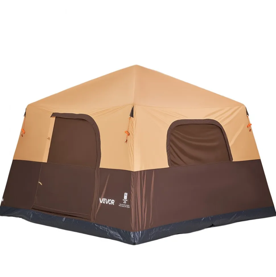 VEVOR Camping Tent, 8 Person Inflatable Cabin Tent with Rechargeable Pump, TPU Air Tube & 4 Large Mesh Windows, Portable Easy Setup Waterproof with Carry Bag for Family Outdoor Camping & Hiking, Beige