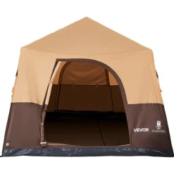 VEVOR Camping Tent, 8 Person Inflatable Cabin Tent with Rechargeable Pump, TPU Air Tube & 4 Large Mesh Windows, Portable Easy Setup Waterproof with Carry Bag for Family Outdoor Camping & Hiking, Beige