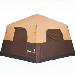 VEVOR Camping Tent, 6 Person Inflatable Cabin Tent with Rechargeable Pump, TPU Air Tube & 4 Large Mesh Windows, Portable Easy Setup Waterproof with Carry Bag for Family Outdoor Camping & Hiking, Beige