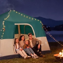 VEVOR Camping Tent, 6 Person Inflatable Cabin Tent with Rechargeable Pump, TPU Air Tube & 4 Large Mesh Windows, Portable Easy Setup Waterproof with Carry Bag for Family Outdoor Camping & Hiking, Green
