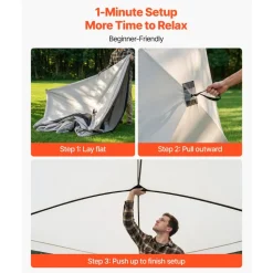 VEVOR Camping Tent, 4 Person Pop Up Instant Cabin Tent with Large Mesh Windows, 60 Seconds Easy Setup, Portable Cabin Hub Tents with Carry Bag for Family Outdoor Camping & Hiking, Upgraded Ventilation