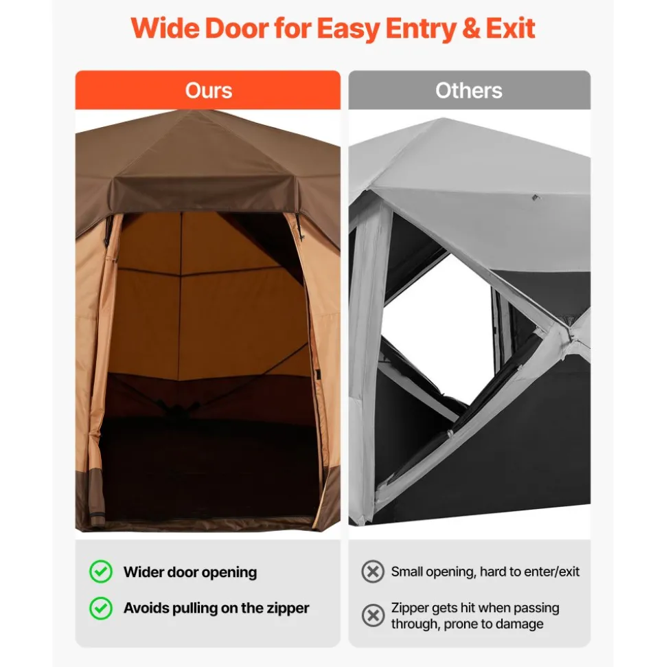 VEVOR Camping Tent, 6 Person Pop Up Instant Cabin Tent with Rainfly & Large Mesh Windows, 60 Seconds Easy Setup, Portable Waterproof Cabin Hub Tents with Carry Bag for Family Outdoor Camping & Hiking