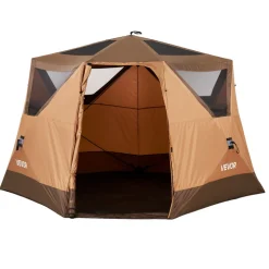 VEVOR Camping Tent, 6 Person Pop Up Instant Cabin Tent with Rainfly & Large Mesh Windows, 60 Seconds Easy Setup, Portable Waterproof Cabin Hub Tents with Carry Bag for Family Outdoor Camping & Hiking