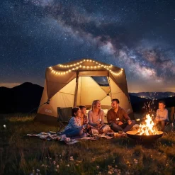 VEVOR Camping Tent, 6 Person Pop Up Instant Cabin Tent with Rainfly & Large Mesh Windows, 60 Seconds Easy Setup, Portable Waterproof Cabin Hub Tents with Carry Bag for Family Outdoor Camping & Hiking