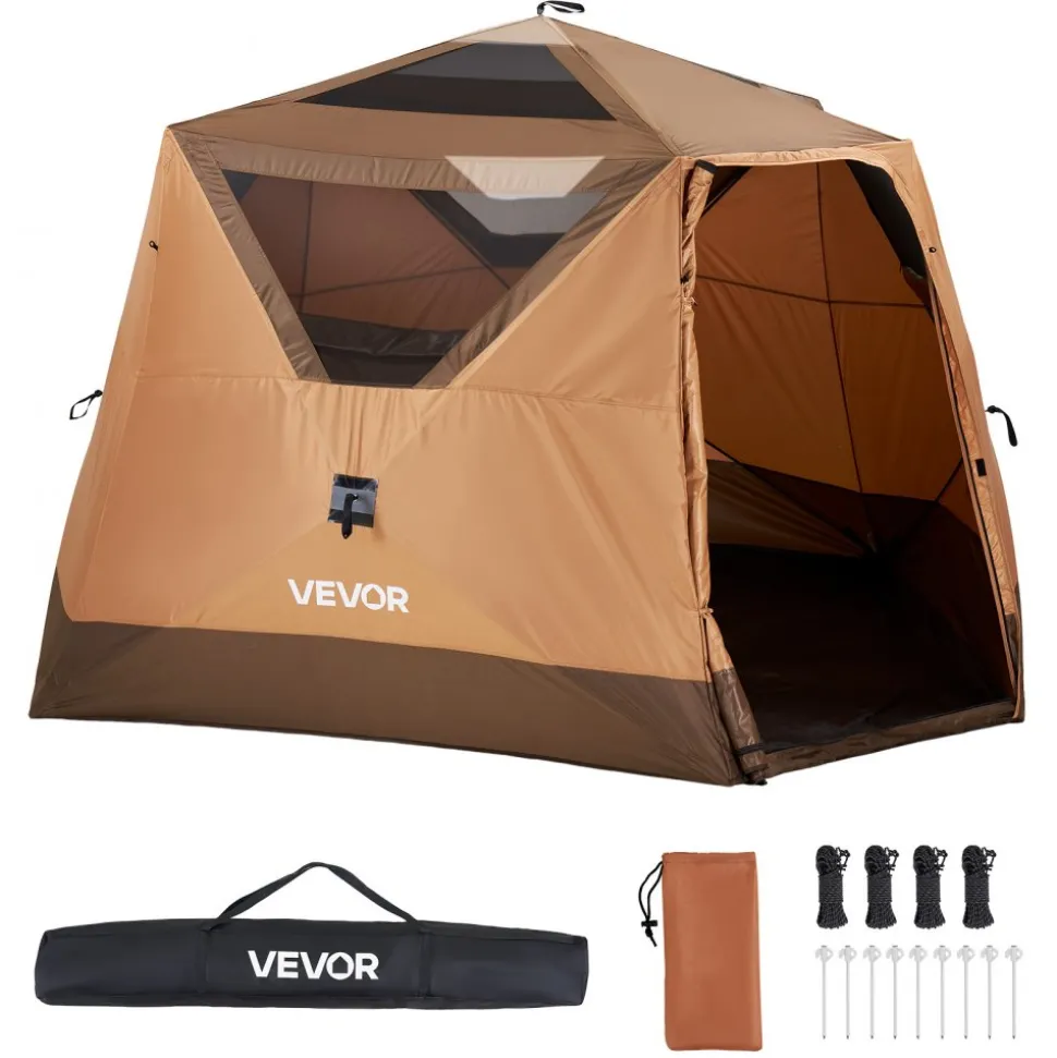 VEVOR Camping Tent, 6 Person Pop Up Instant Cabin Tent with Rainfly & Large Mesh Windows, 60 Seconds Easy Setup, Portable Waterproof Cabin Hub Tents with Carry Bag for Family Outdoor Camping & Hiking