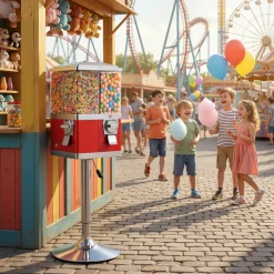 VEVOR Candy Vending Machine, Four Compartment Candy Vending Machine with Stand, Gumball & Candies Vendings Machines with Adjustable Height, Vintage Candies Dispenser for Shop, Arcade, Family Gathering
