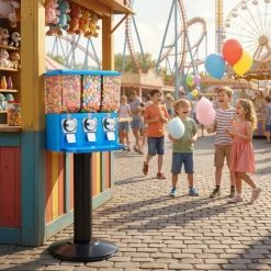 VEVOR Candy Vending Machine, Triple Compartment Candy Vending Machine with Stand, Gumball & Candies Vendings Machines with Built-In Cash Box, Detachable, Vintage Candies Dispenser for Shops, Arcades