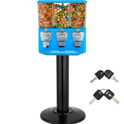 VEVOR Candy Vending Machine, Triple Compartment Candy Vending Machine with Stand, Gumball & Candies Vendings Machines with Built-In Cash Box, Detachable, Vintage Candies Dispenser for Shops, Arcades