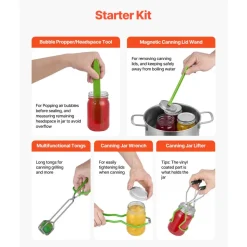 VEVOR Canning Supplies Starter Kit, 9 Pieces Stainless Steel Water Bath Canning Kit for Beginners, Canning Tools Set: Pot, Rack, Lid, Funnel, Tongs, Jar Lifter, Wrench, Magnetic Wand, Bubble Propper