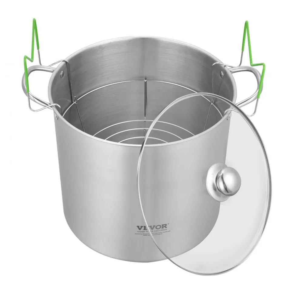 VEVOR Canning Supplies Starter Kit, 9 Pieces Stainless Steel Water Bath Canning Kit for Beginners, Canning Tools Set: Pot, Rack, Lid, Funnel, Tongs, Jar Lifter, Wrench, Magnetic Wand, Bubble Propper